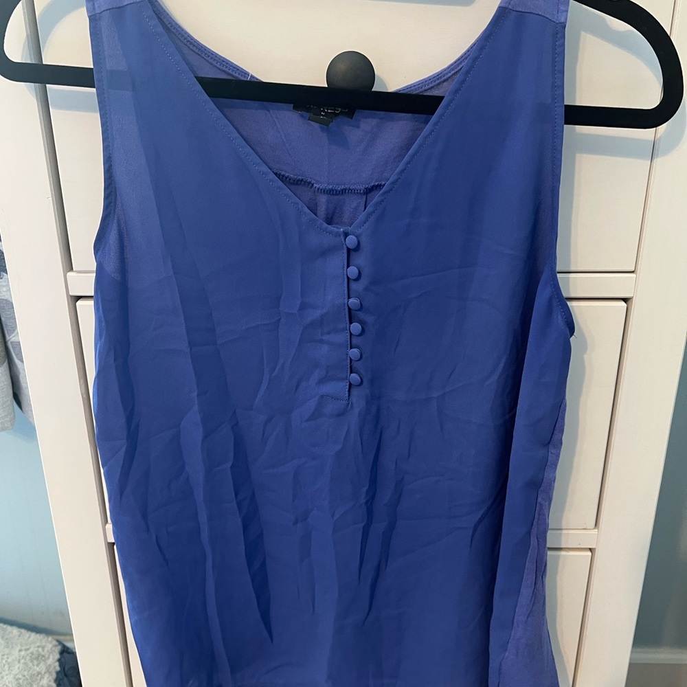 Express Blue Fitted Buttoned Tank Top